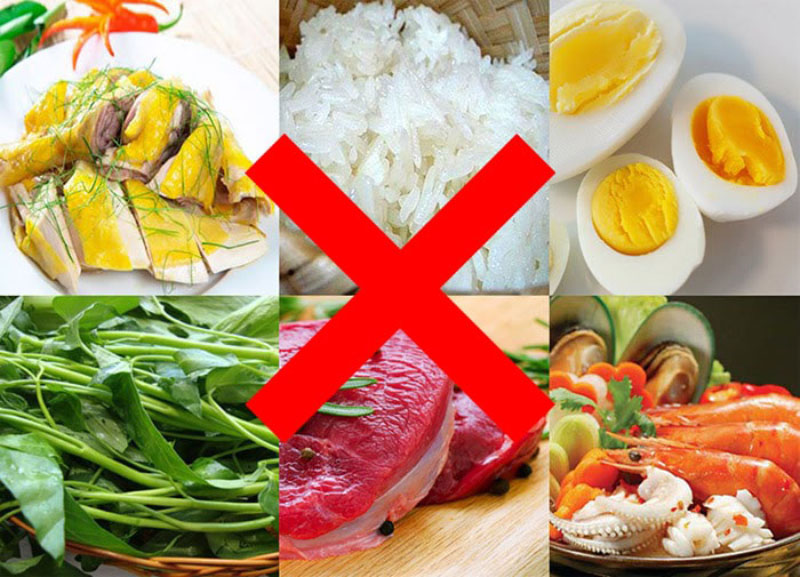 Bạn cần kiêng hải sản, thịt bò, rau muống cho đến khi vết thương lành