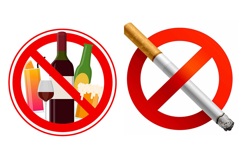 Không dùng rượu, bia, thuốc lá vì những chất này có thể làm vết thương lâu lành và nhiễm trùng