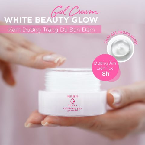 Senka White Beauty Glow có thể sử dụng như một kem dưỡng da trắng ban đêm cho các nàng